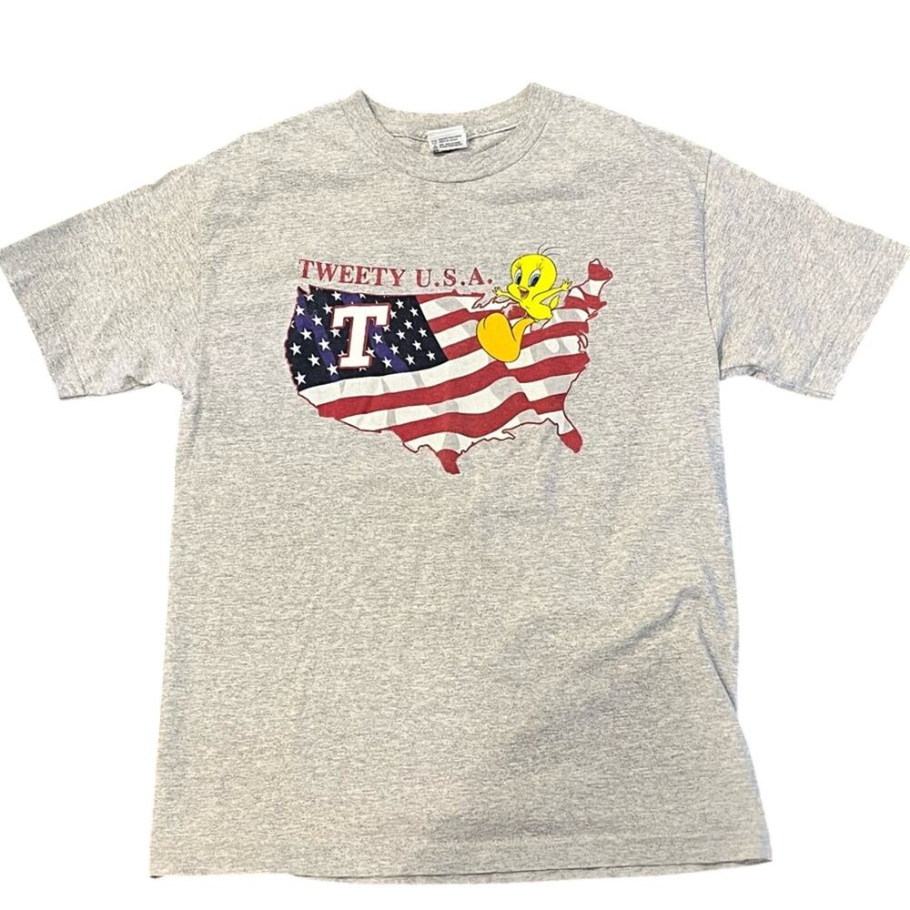 Looney Tunes Tweety Bird USA T Shirt Y2K Americana Graphic Tee 2000 Men's Medium